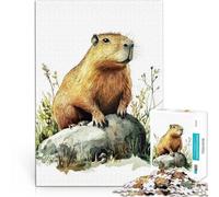Capybara Watercolor Illustration1000 Piece Jigsaw Puzzles for Adults Jigsaw Analysis and logic Enhance memory 38x26cm
