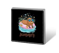 Capybara Wearing Glasses Square Metal Badges Decorative Brooches