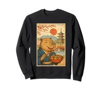 Capybara wearing Kimono Eating Takoyaki Fuji Cherry Blossoms Sweatshirt