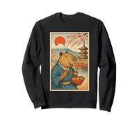 Capybara wearing Kimono Eating Takoyaki Fuji Cherry Blossoms Sweatshirt