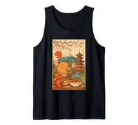 Capybara Wearing Kimono Eating Takoyaki Sakura Mt Fuji Japan Tank Top