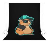 Capybara With Baseball Hat Photo Backdrop Polyethylene Studio Background for Photography Video Broadcast Photoshoot