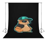 Capybara With Baseball Hat Photo Backdrop Polyethylene Studio Background for Photography Video Broadcast Photoshoot