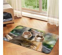 Capybara with Eyes Closed Dog Food Mats for Floors, 12x18 Inch Non-Slip Super Absorbent Pet Food Mat, Dishwasher Dog Mat for Food and Water, Cute Rubber Quick Dry Pet Feeding Mat for Dogs Puppy Cats
