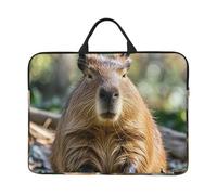 Capybara with Eyes Closed Laptop Sleeve Case 14 Inch Waterproof Lightweight Laptop Case Bag with Handle Travel Laptop Bag Briefcase Messenger Bag for Women Men