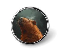 Capybara with Eyes Closed Round Lapel Pin Women's Novelty Buttons & Pins Metal Badge Cute Brooch Retro Pinback Badge Fashion Bag Pins for Hat Backpacks Tie Suit Wedding Party Accessory, silver