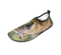 Capybara with Eyes Closed Water Shoes for Men Women, Lightweight Stretch Swim Shoes with Anti-Slip Rubber Sole, Quick-Dry Aqua Socks for Pool, Beach, Surfing, Style, 12 Women/12 Men