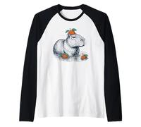 Capybara with Orange on The Head Capybara Capy Raglan Baseball Tee