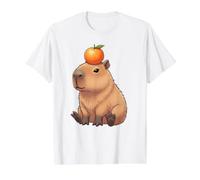 Capybara with Orange on the Head Cute Capybara Value Graphic T-Shirt, Men, White, L