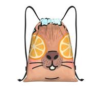 Capybara With Orange String Bag Lightweight Gym Bag Versatile Sports Backpack For Organization Women School 36X42Cm