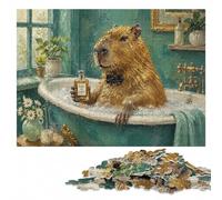 Capybara with Perfume Bottle Funny Toilet Hum Jigsaw Puzzle, 1000 Pieces | Gift for puzzle lovers with tabletop activity for adults at your own pace.