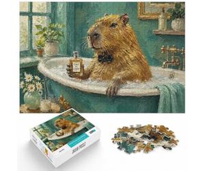 Capybara with Perfume Bottle Funny Toilet Hum Jigsaw Puzzle, 300 Piece | A hands-on home pastime - a simple way to organise the image at your own pace.