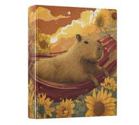 Capybara with Sunset Sunflower 3 Ring Binders 1.5 Inch Clear View Three Ring Binders Versatile Binder Fits 200 Sheets 1 Pack