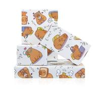 Capybara Wrapping Paper Straight-A student Cute Capybaras Gift Wrap Paper For Men Women - 4 Sheets Folded Flat Funny Animal-Themed Patterns for Birthday Back to School Party Gift Wrap Packing