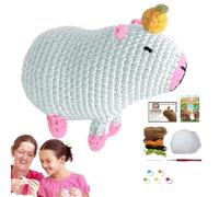 Capybara Yarn Pack - Small Animal, Crochet Kit, Modern Design Lightweight Carry Craft Box, Simple Stitching Materials | Fun Skills Practice Craft Set for Beginners, Kids and Kids
