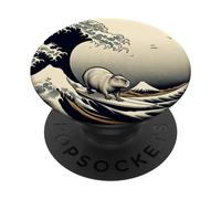 Capybara Zen Wave Surfing Wanderer - Funny & Cute Capy Meme PopSockets Adhesive PopGrip
