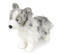 capybaraflying Cute Simulated Meteorite Border Collie Plush Toy, 29cm/11in Realistic Border Collie Soft Animal Toy, Hugable Bedroom Decor for Teenagers - Gray