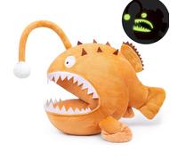 capybaraflying Simulation Cambrian Anglerfish Plush Toy, Deep Sea Crawling Stuffed Luminous Anglerfish Animal Toy,Suitable for Bedroom Decoration,Game Companion (Brown/14in)