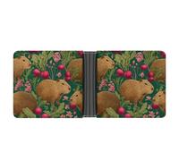 Capybaras and Carrot Classic Bifold Wallet for Men PortableID Window Large Capacity Slim Leather Wallets