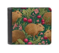 Capybaras and Carrot Trendy Bifold Wallet for Men Classic ID Window Large Capacity Slim Leather Wallets