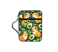 Capybaras-Avocados Bible Cover Case with Handle, Water-Resistant Oxford Fabric Bible Bag Organizer with Zipper Pockets for Church