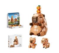 Capybaras Building Blocks Set, 582 PCS 3 in 1 Animal Building Kit with 3 Building Options -Capybara, Myna, Bear, Creative Animals Collection Display Model for Desk Decor, Birthday Gift (Capybaras)