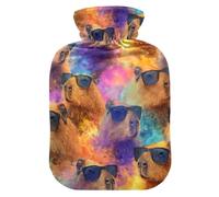 Capybaras Colorful Pop Art Cute hot Water Bottle with Soft Cover, 2L Warmer Bag for Sore Muscle,Sore Muscle,Bolsa para agua Caliente para Dolor