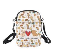 Capybaras Crossbody Bag Capybara Gifts Animal Lover Gifts Funny Capybara Gift Peace Love Capybaras Crossbody Zipper Pouch Bag