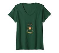 Capybaras Make Me Happy Cute Animal Lover Gift V-Neck T-Shirt, Women, Forest Green, XXL
