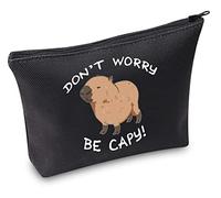 Capybaras Makeup Bag Animals Theme Gift Funny Don’t Worry Be Capy Makeup Bag Animal Parody Gift Capybaras Animal Lover Gift (U.Be Capy BLK)