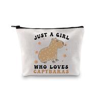 Capybaras Makeup Bag Capybara Lover Accessories Giant Cavy Rodent Gift Animals Theme Gift Just A Girl Who Loves Capybaras Cosmetic Bag (Loves Capybaras Beige EU)