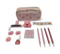 CapyLove Ruby Fox Pencil Case - Kawaii Stationery Set with Zipper Pouch, Keychain, Brooch, Notepad - Back to School Gift for Girls, Kids & Teens-14 Piece Set