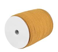 CAQUBO Braided Macrame Cord 4mm x 172 Yards, Khaki Color, Natural Braided Cotton Cord, Braided Rope for Crafts, Drawstring Cord, Casing Shape, Natural Macrame Supplies for Plant Hanger Wall Hanging