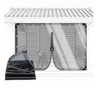 CAQXAQP Clear Heavy Duty Tarpaulin with 1 zip- 600gsm Waterproof Tarp PVC 2.2mx2.4m with Eyelets- Black Transparent Gazebo Side Panels for Pergola Garden & Balcony Rain Cover