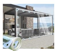 CAQXAQP Heavy Duty Clear Tarpaulin 1mx3.2m, Transparent PVC Waterproof Sheet, Reinforced Grommets & Tear Resistant, for Pergola Cover, Balcony Rain, Garden Furniture Covers