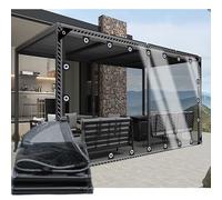 CAQXAQP Heavy Duty Clear Tarpaulin 2.4mx5m| 0.4mm Black Transparent PVC Waterproof Cover | Reinforced Eyelets | for Rain Protection, Garden Patio, Construction, Gazebo Side Panels