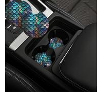 Car 2 Pack Non-Slip Insert Car Coaster With A Finger Notch Round Car Drink Coaster 3d Magical Dragon Scales Pattern Car Cup Mat Pad Interior