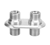 Car 2 - Port A/C Bulkhead Interface, Universal Air Conditioning Heater Line Port for GM Hot Rod, 6061 - T6 Billet Aluminum Firewall Bulkhead with 7/8in - 14 Threads (Silver)