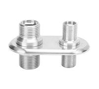 Car 2 Port Air Conditioner Bulkhead Connector Universal Replacement Hot Rod Suitable GM Performance Polished Billet Aluminum Alloy (Silver)