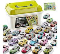 Car, 30PCS Vehicles Set Pull Back Cars with Playmat Storage Box Push and Go Car Pull Back Racing Vehicles Mini Alloy Cars Friction Power Vehicle Birthday Party Favors for Carnival Birthday Party