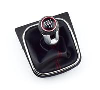 Car 5 Fits for 6 Speed Car Gear Stick Level Shift Knob with Leather Boot, for VW, for Golf 5 MK5 R32 GTD GTI 2004 2005 2006 2007 2008 2009 Car Gear Shifter Knob(RED 5 Speed A)(Red 5 Speed a)