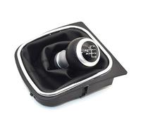 Car 5 Fits for 6 Speed Car Gear Stick Level Shift Knob with Leather Boot, for VW, for Golf 5 MK5 R32 GTD GTI 2004 2005 2006 2007 2008 2009 Car Gear Shifter Knob(RED 5 Speed A)(Black 5 Speed)