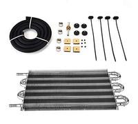 Car 6 Row Remote Transmission Oil Cooler Kit, Auto Manual Radiator Converter, Universal Fit Aluminum Alloy Oil Cooler with Installation Accessories, for Engine Oil Cooling and Temp
