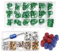 Car A/C Repair Kit, O Ring Kit+ R134a Schrader Valve Core + Valve Cap | 270pcs Rubbber O-Ring Assortment Kits + 40PCS Car Air Conditioner Valve Core Kit R12 R134a + 10pcs R134a AC Valve Caps