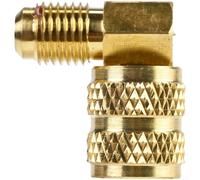 Car AC R134a to R1234yf Adapter Kit Red Blue Pair(90 Degree) | High-low pressure pair, red and blue color coded, brass construction, 1/4 SAE thread, car AC repair