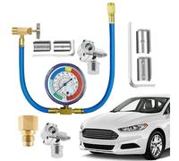 Car AC Recharge Kit - Automotive Refrigerant Service Set, Hose Gauge with Piercing Valve System, Durable Pressure Control Design for Cooling Maintenance | Workshop Garage Seasonal Vehicle Climate
