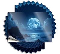 Car Accessories A Full Moon Shines Brightly Over The Ocean Sticker 10Pcs Decor for Man Cave Prank Stickers(6X9CM)