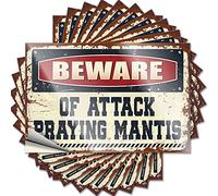 Car Accessories Beware of Attack Praying Mantis Funny Sticker 10 Pcs Funny Home Decor Toolbox Stickers and Decals(8X12CM)