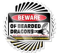 Car Accessories Beware of Bearded Dragons Funny Sticker 10 Pcs Man Cave Decor and Accessories Funny Car Stickers(12X18CM)