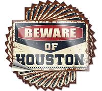 Car Accessories Beware of Houston Funny Sticker 10 Pcs Funny Home Decor Toolbox Stickers and Decals(6X9CM)
